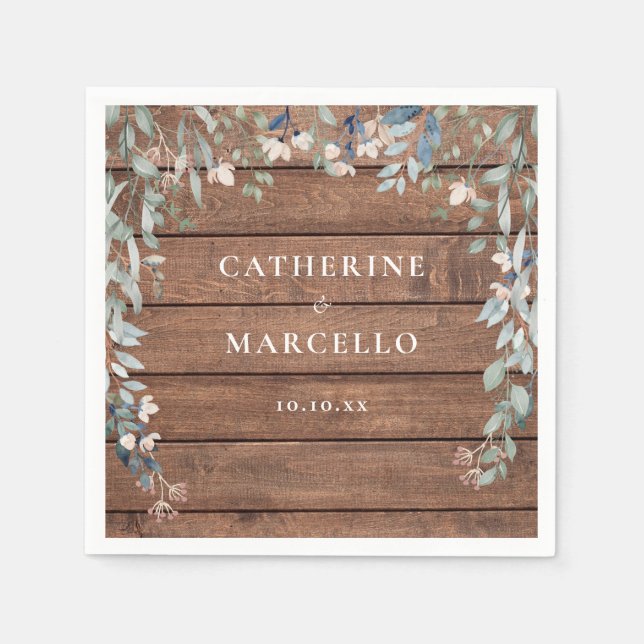 Servilleta De Papel Boda de Madera Rusa Floral Floral Cascade (Anverso)