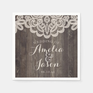 Servilleta De Papel Boda de madera y encaje Napkins Bridal Shower