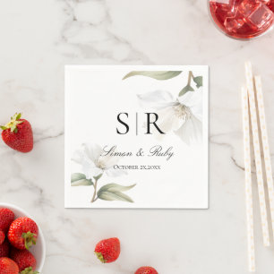 Servilleta De Papel Boda de Magnolia Blanca Oriental Elegante