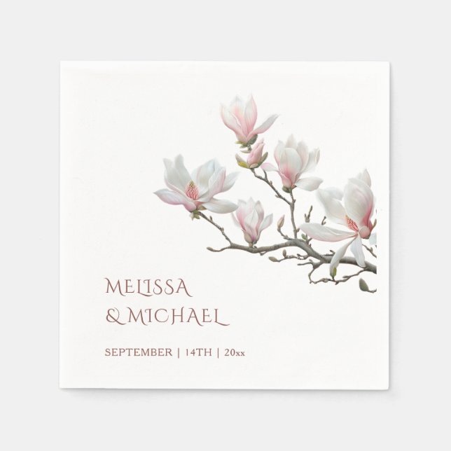 Servilleta De Papel Boda de Magnolia de Bellas Artes  (Anverso)