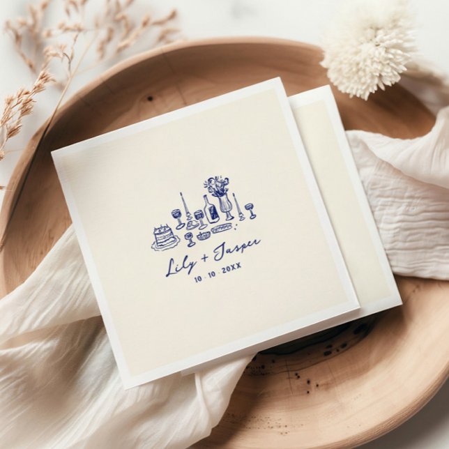 Servilleta De Papel Boda de mano azul dibujado (Subido por el creador)