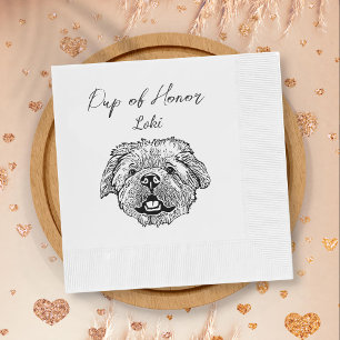 Servilleta De Papel Boda de mano de Mascota de perro Minimalista blanc