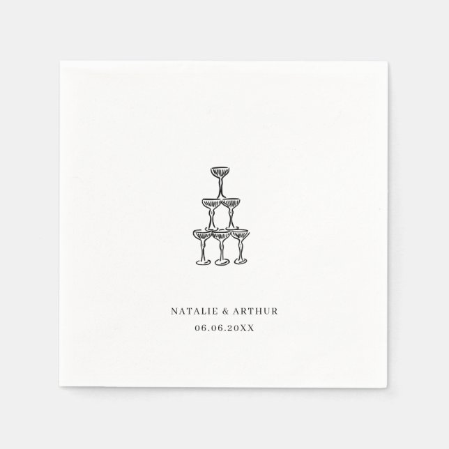 Servilleta De Papel Boda de mano moderna dibujada (Anverso)