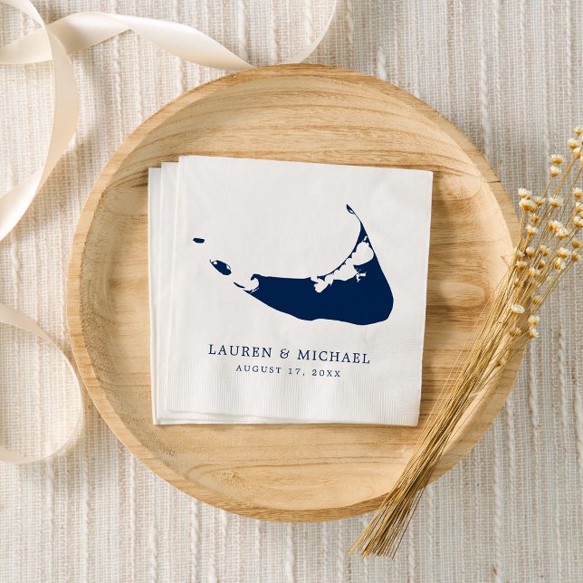 Servilleta De Papel Boda de Mapa Azul de la Marina de Nantucket Island (Subido por el creador)