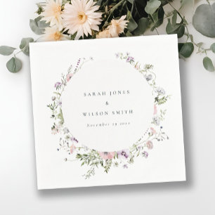 Servilleta De Papel Boda de marco de circulo de flor silvestre Rubor P