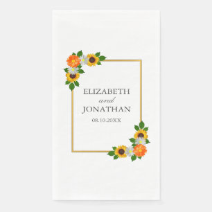 Servilleta De Papel Boda de marco dorado floral