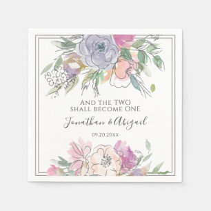 Servilleta De Papel Boda de marco gris morado de color rosa rosa de co