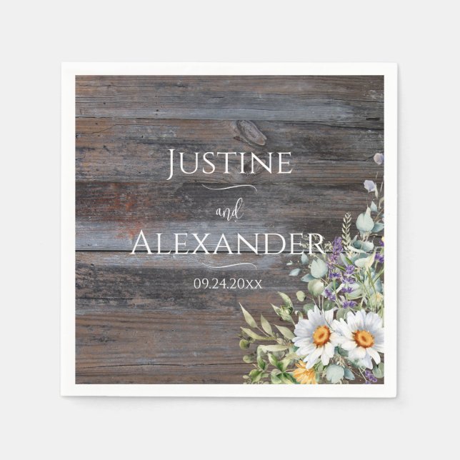 Servilleta De Papel Boda de margarita blanca (Anverso)