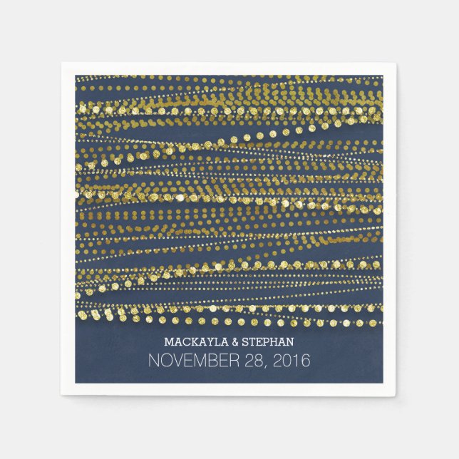 Servilleta De Papel Boda de Marina y Oro (Anverso)