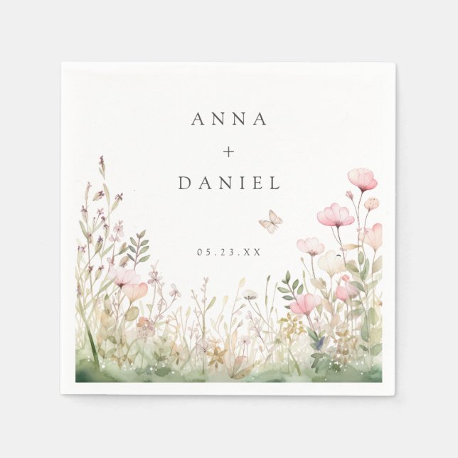 Servilleta De Papel Boda de mariposa floral (Anverso)