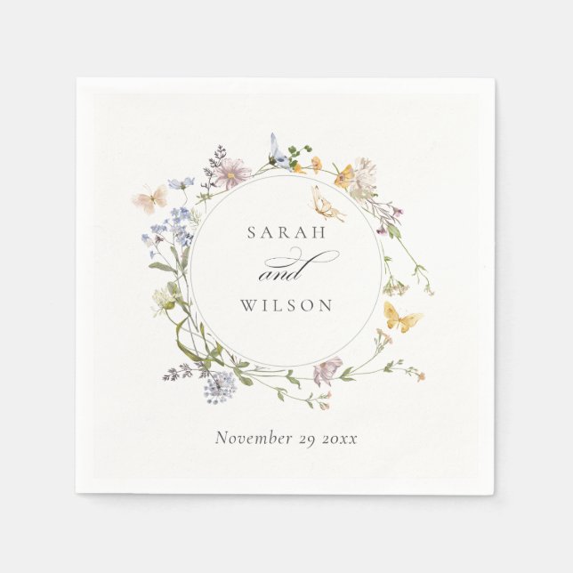 Servilleta De Papel Boda de mariposa floral Rustic Meadow (Anverso)
