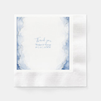 Servilleta De Papel Boda de mármol con salpicaduras de acuarela azul p