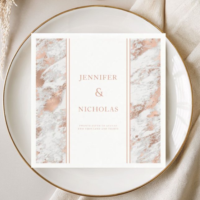 Servilleta De Papel Boda de mármol de oro rosa elegante (Elegant Rose Gold Marble Wedding Napkins)
