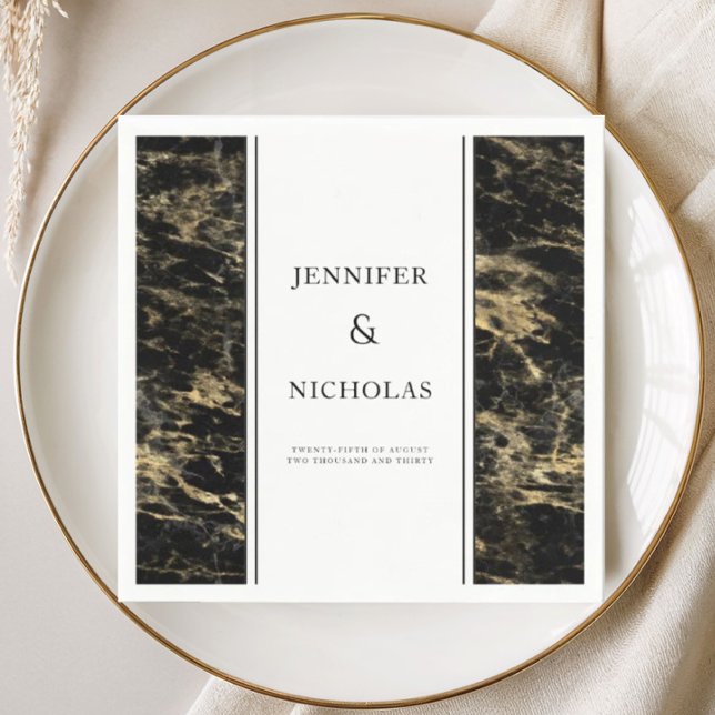 Servilleta De Papel Boda de mármol negro elegante (Elegant Black Marble Wedding Napkins)