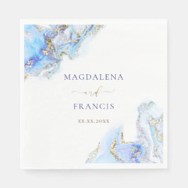 Servilleta De Papel boda de mármol rosa azul