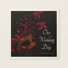 Servilleta De Papel Boda de máscara de floral roja