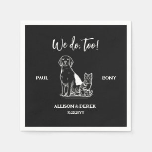 Servilleta De Papel Boda de Mascota de perros Minimalistas blancos y n