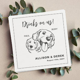 Servilleta De Papel Boda de Mascota de perros Minimalistas blancos y n