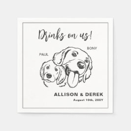 Servilleta De Papel Boda de Mascota de perros Minimalistas blancos y n