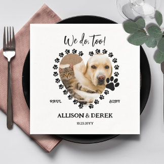 Servilleta De Papel Boda de Mascotas de gatos de perro fotográfico neg