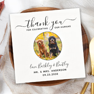 Servilleta De Papel Boda de Mascotas Moderno Elegante Foto Personaliza
