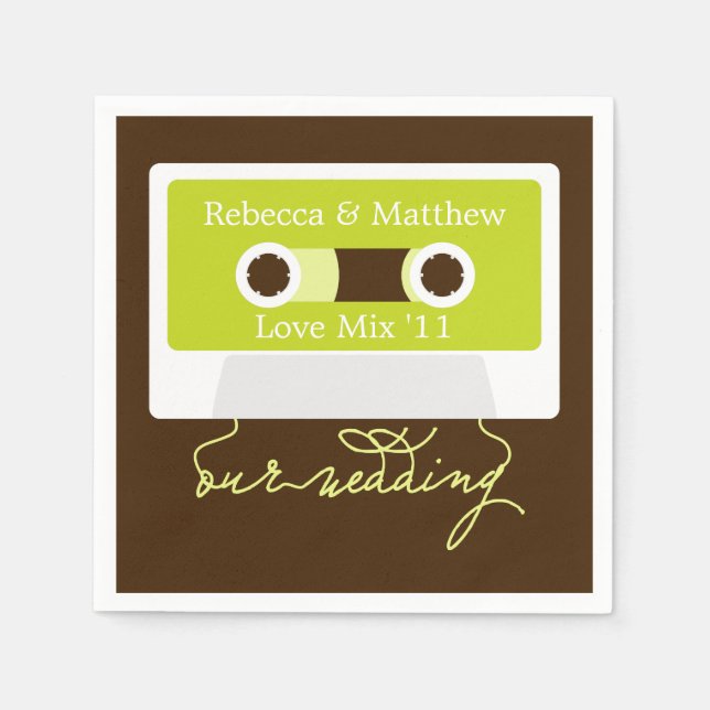 Servilleta De Papel Boda de mixtape retro (Anverso)