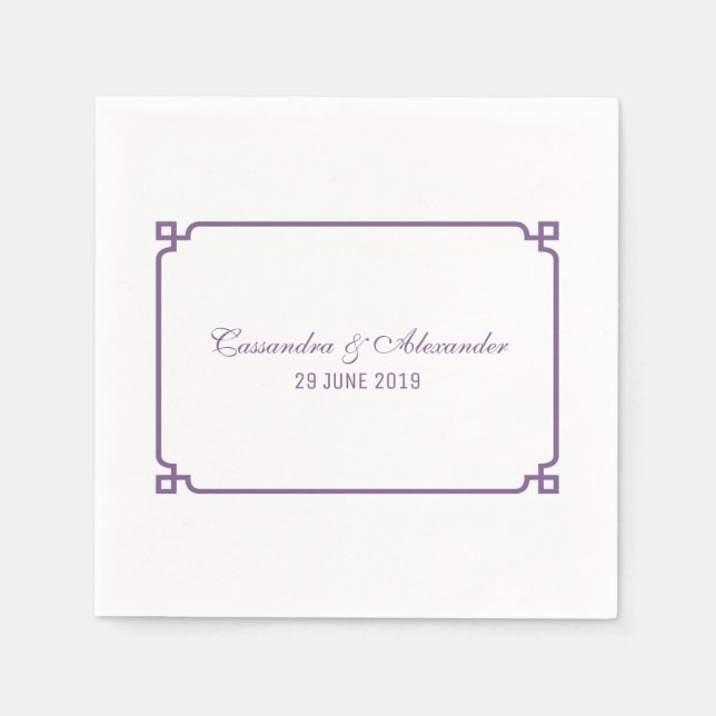 Servilleta De Papel Boda de Moda de deco morado (Anverso)