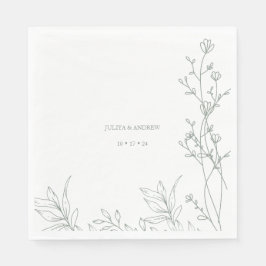 Servilleta De Papel Boda de moda de texto verde saga