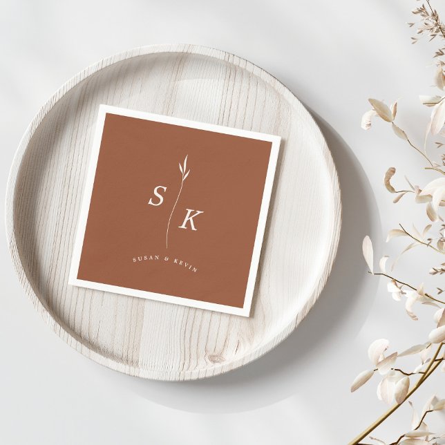 Servilleta De Papel Boda de Moda en monograma de hoja simple (Subido por el creador)