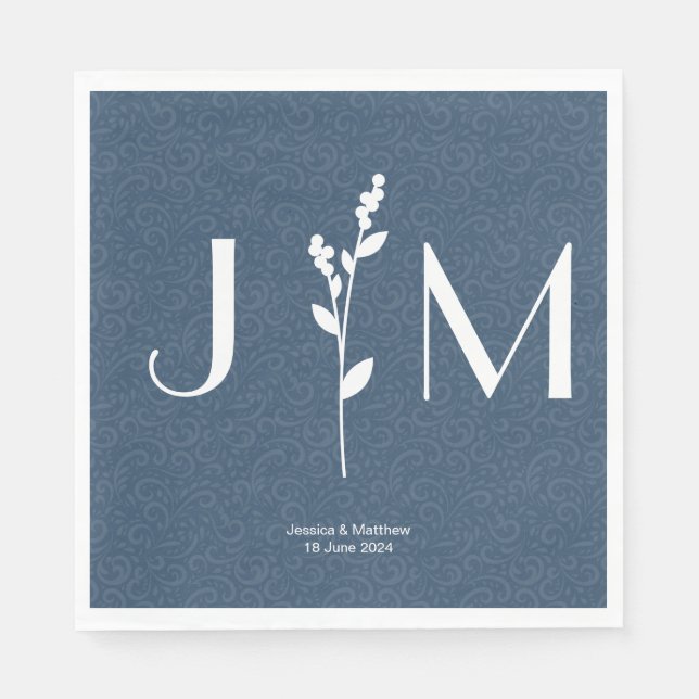 Servilleta De Papel Boda de Moda Rústica Gris Slate (Anverso)