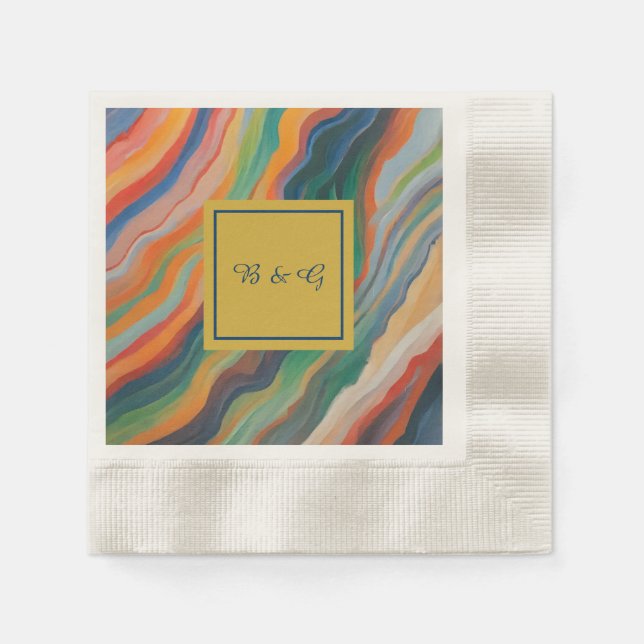 Servilleta De Papel boda de monograma africano de mármol abstracto (Anverso)