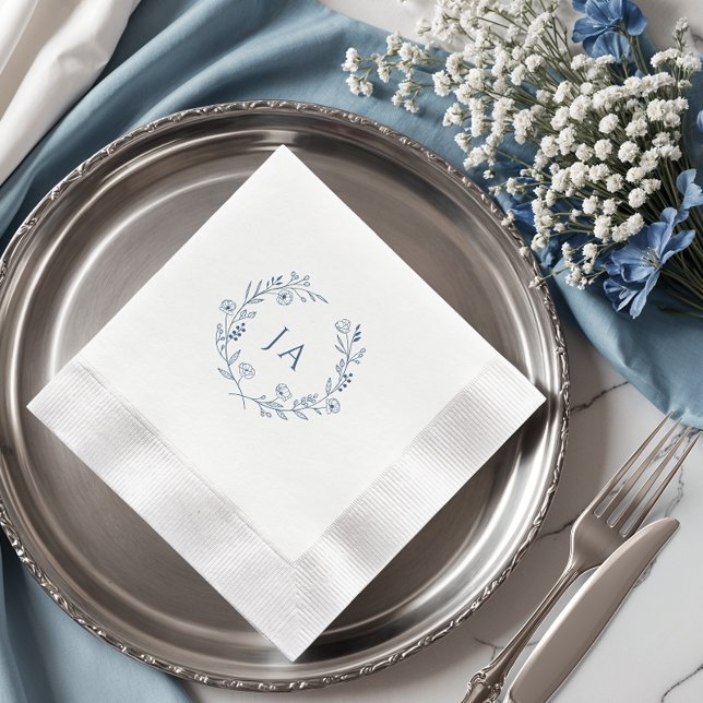 Servilleta De Papel Boda de monograma azul turbio (Subido por el creador)