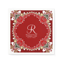 Boda de Monograma Batik Bohemian Rojo