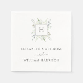 Servilleta De Papel Boda de Monograma Botánico