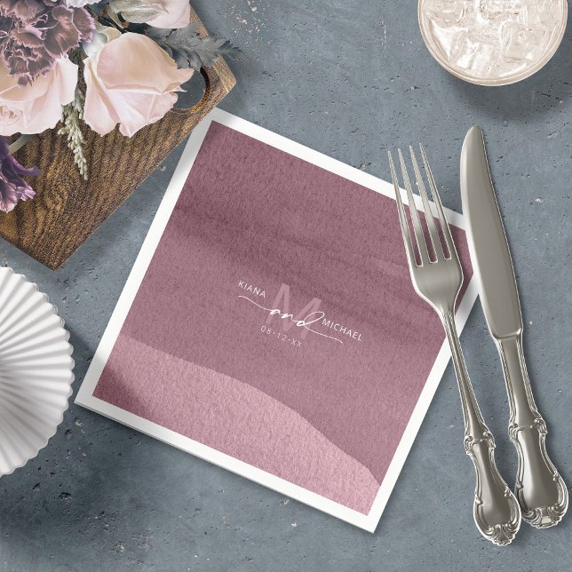 Servilleta De Papel Boda de monograma caligrafía Mauve ID771 (Subido por el creador)