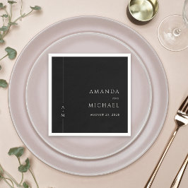 Servilleta De Papel Boda de Monograma Clásico Sencillo Negro Elegante