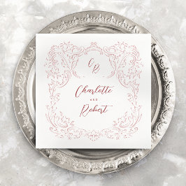 Servilleta De Papel Boda de Monograma con sabor a vinagre rosado