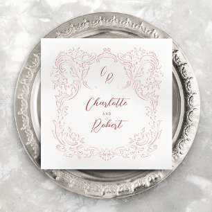 Servilleta De Papel Boda de Monograma con sabor a vinagre rosado