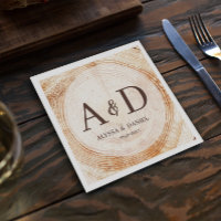 Boda de monograma de árbol de madera rústico perso