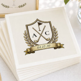 Servilleta De Papel Boda de Monograma de Cresta de Golf