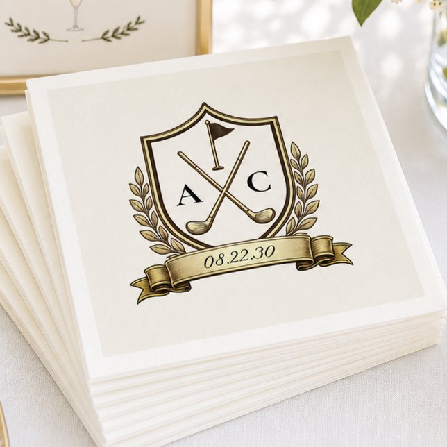 Servilleta De Papel Boda de Monograma de Cresta de Golf (Subido por el creador)