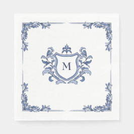 Servilleta De Papel Boda de monograma de cresta vintage dibujada a man