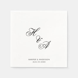 Servilleta De Papel Boda de monograma de escritura de caligrafía elega