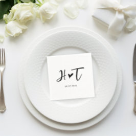 Servilleta De Papel Boda de monograma de guión simple cepillado