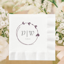 Servilleta De Papel Boda de monograma de hueso cardíaco simple de plan