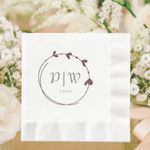 Servilleta De Papel Boda de monograma de hueso cardíaco simple de plan