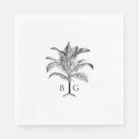 Boda de monograma de palmeras tropicales minimalis