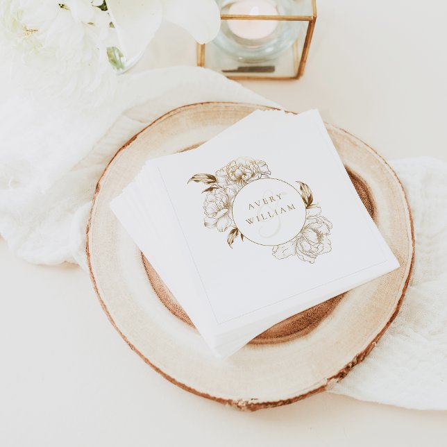 Servilleta De Papel Boda de Monograma dorado blanco (Subido por el creador)