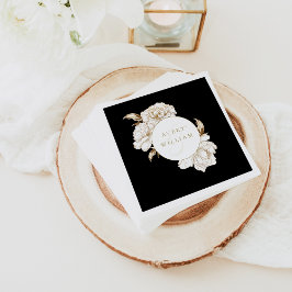 Servilleta De Papel Boda de Monograma dorado blanco