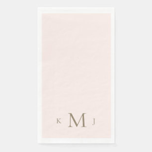 Servilleta De Papel Boda de monograma dorado y rosa elegante